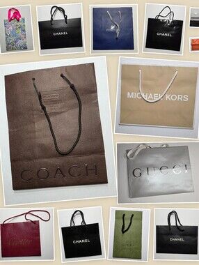 Designer Shopping Bag Lot Cartier Chanel Hermes Coach Swarovski Dior Gift Box